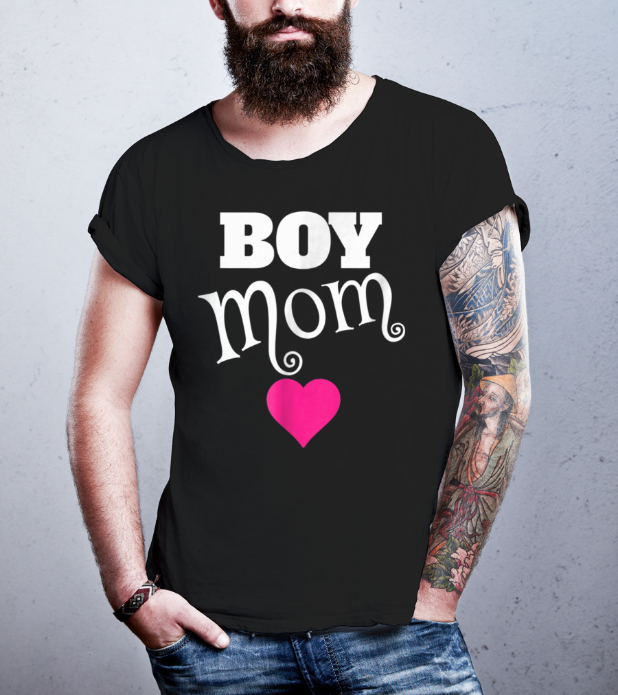 Boy Mom Heart Love My Boys Mother T-Shirt