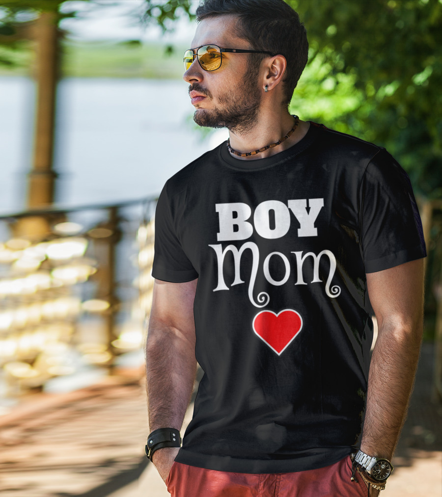 Boy Mom Heart Love My Boys Mother Of Boys T-Shirt
