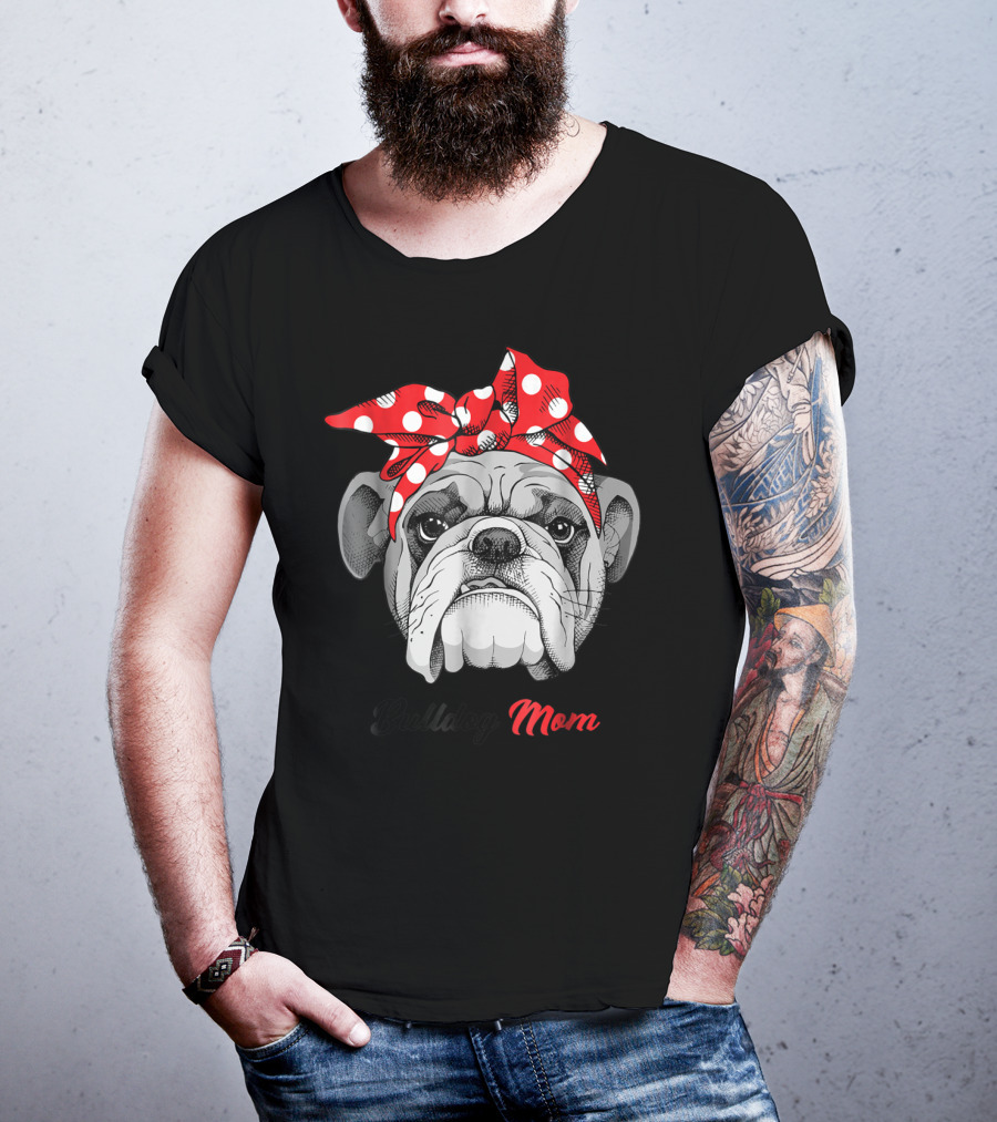 Bulldog Mom Polka Dot Bandana T-Shirt