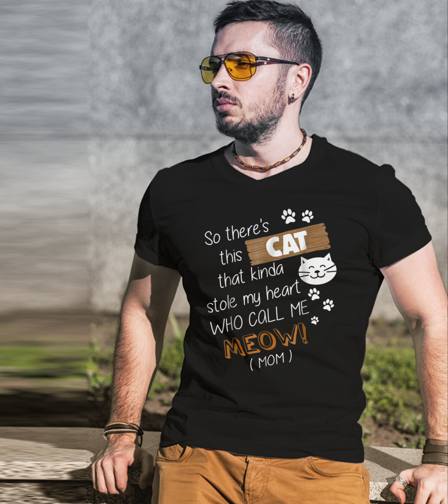 So There's This Cat That Kinda Stole My Heart Who Call Me Meow Mom T-Shirt