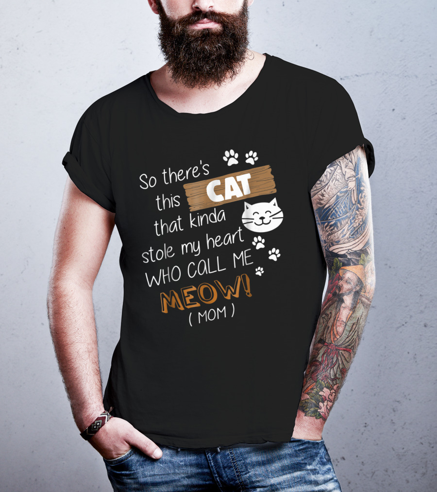 So There's This Cat That Kinda Stole My Heart Who Call Me Meow Mom T-Shirt