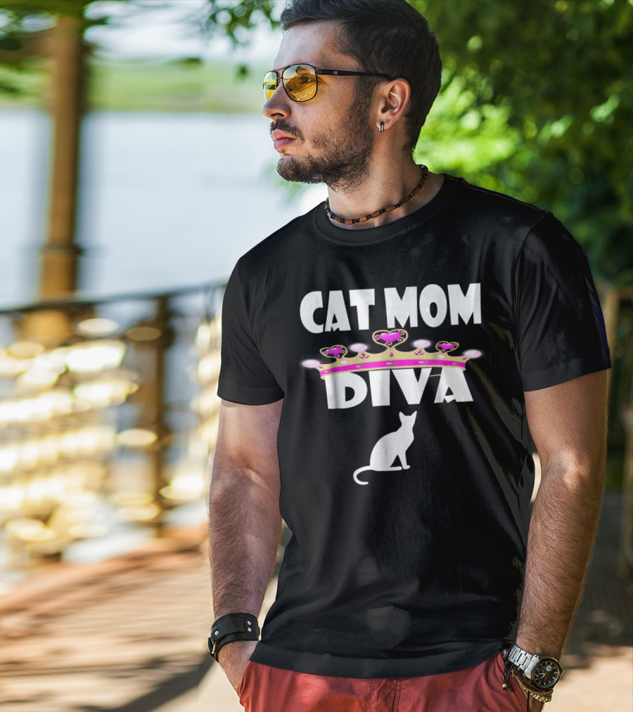 Cat Mom Diva Crown Silhouette Tee63 T-Shirt