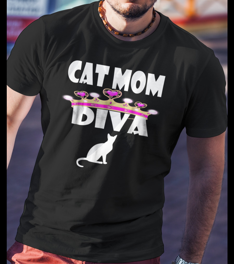 Cat Mom Diva Crown Silhouette Tee63 T-Shirt