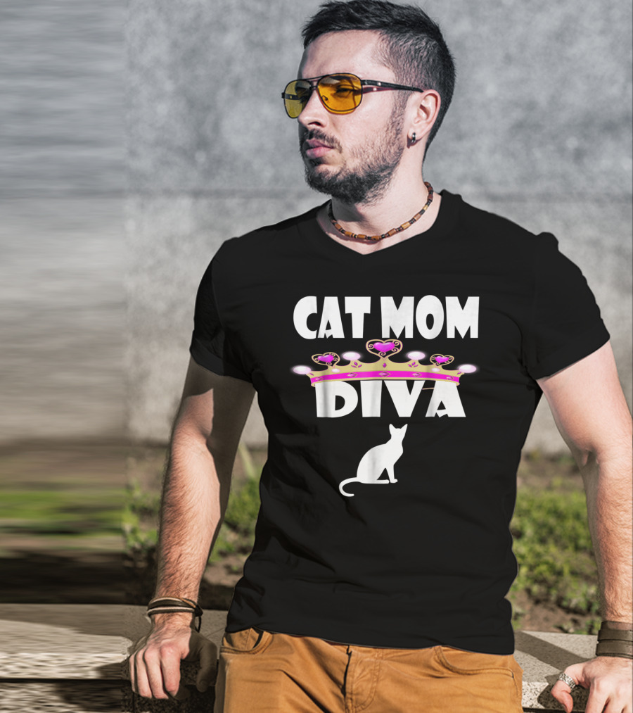 Cat Mom Diva Crown Silhouette Tee63 T-Shirt