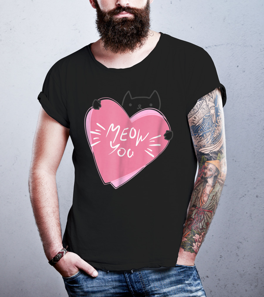 Cat Mom Meow You Cute Pink Heart Love Cat T-Shirt