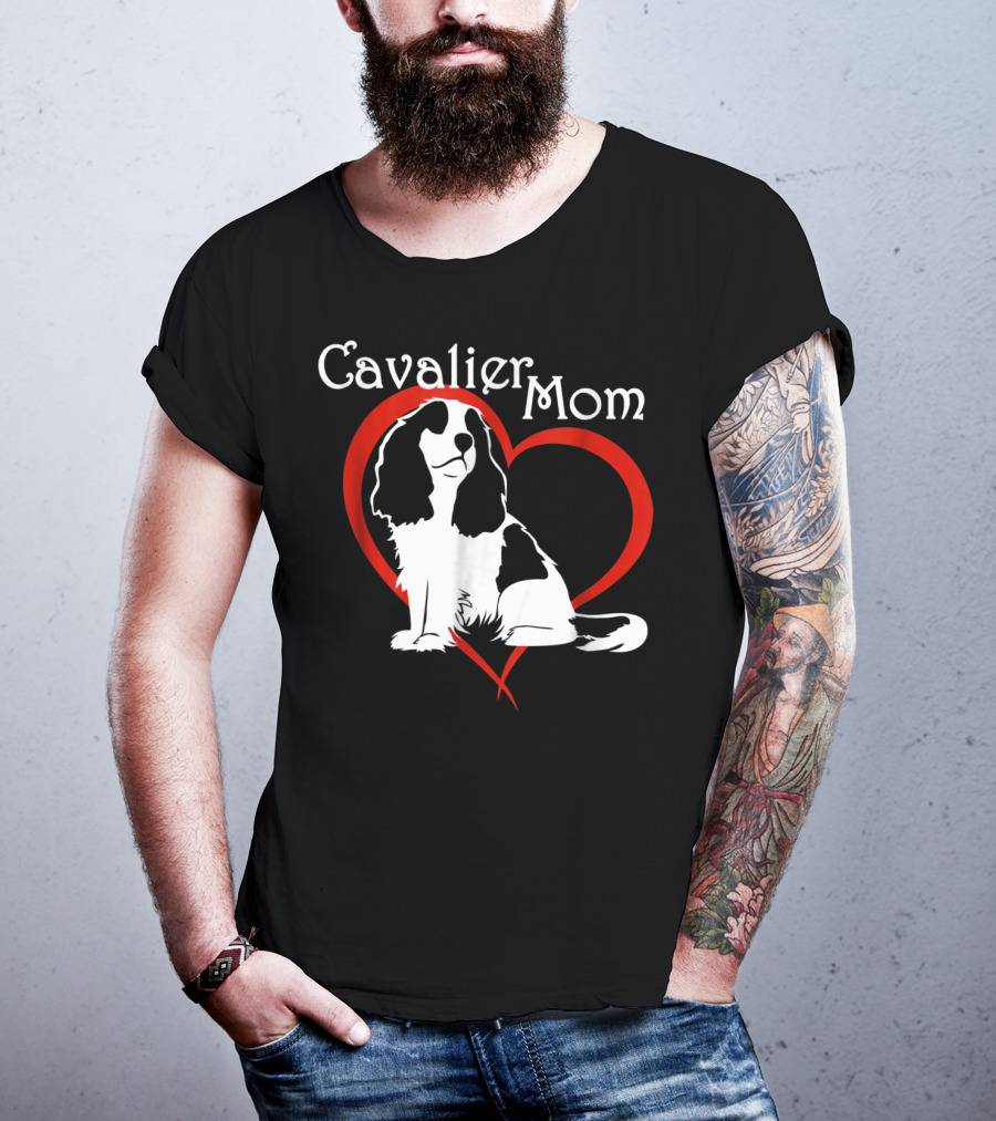 Cavalier Mom CKCS Heart NickerStickers Dog T-Shirt