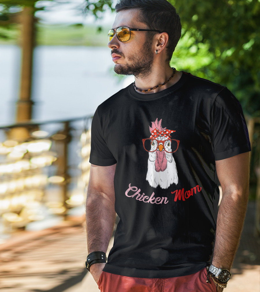 Chicken Mom Funny Turkey Humor Idea34 Chicken Mom Glasses Bandana T-Shirt