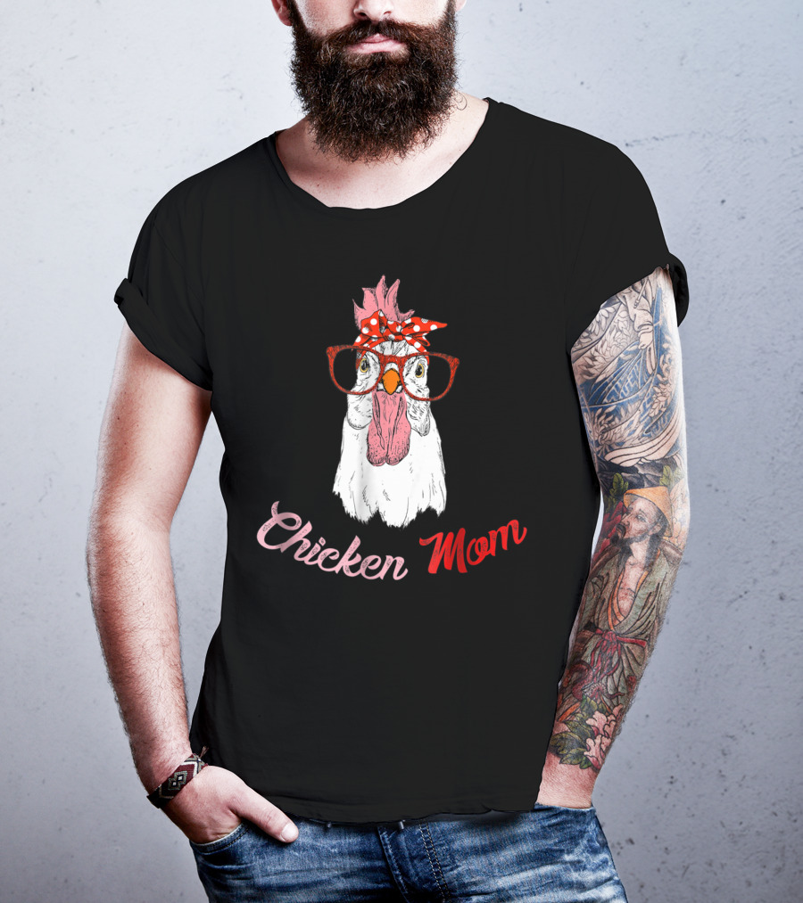 Chicken Mom Funny Turkey Humor Idea34 Chicken Mom Glasses Bandana T-Shirt