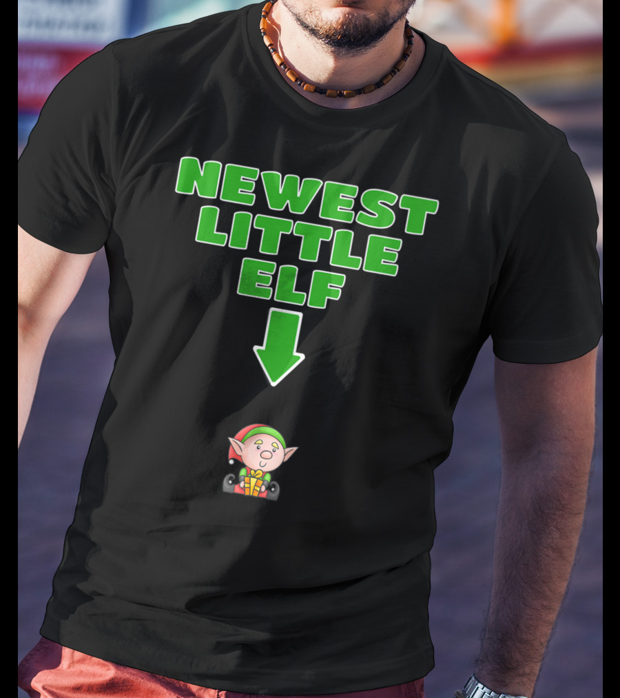Newest Little Elf Christmas Expecting Mom To Be Pregnant Wife T-Shirt
