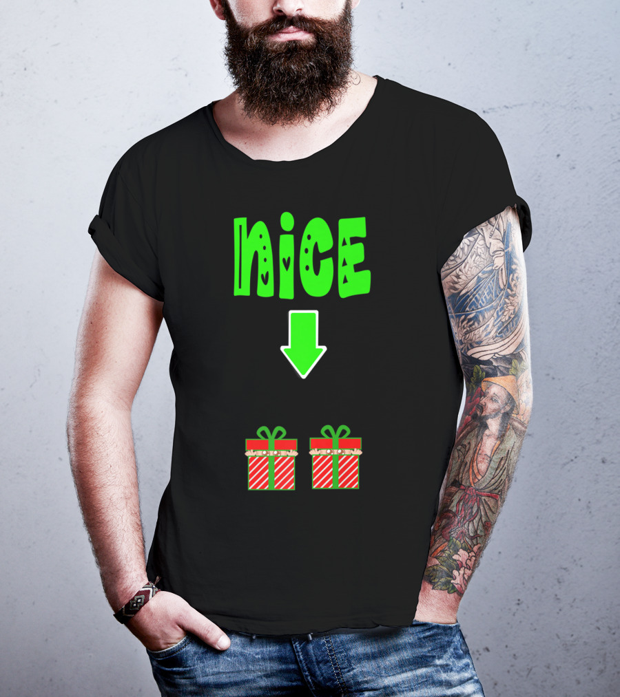 Christmas Expecting Twins Mom Baby Announcement Nice Arrow Presents T-Shirt