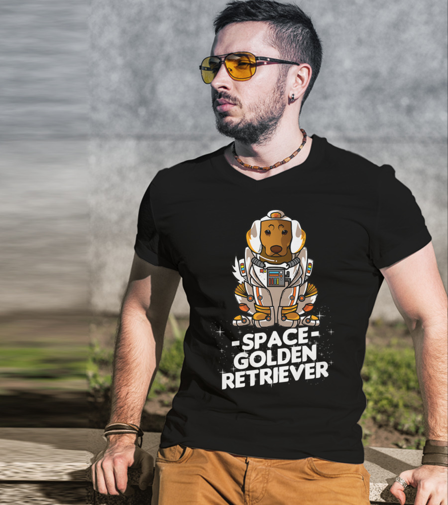 Space Golden Retriever Dog In Space Suit T-Shirt
