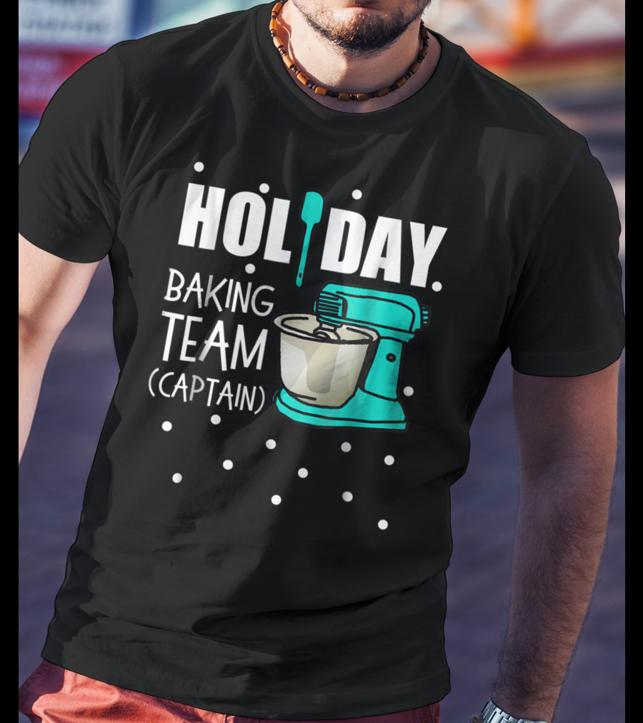 Holiday Baking Team Captain Mixer Snow Dots T-Shirt