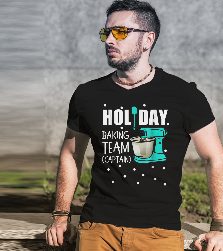 Holiday Baking Team Captain Mixer Snow Dots T-Shirt