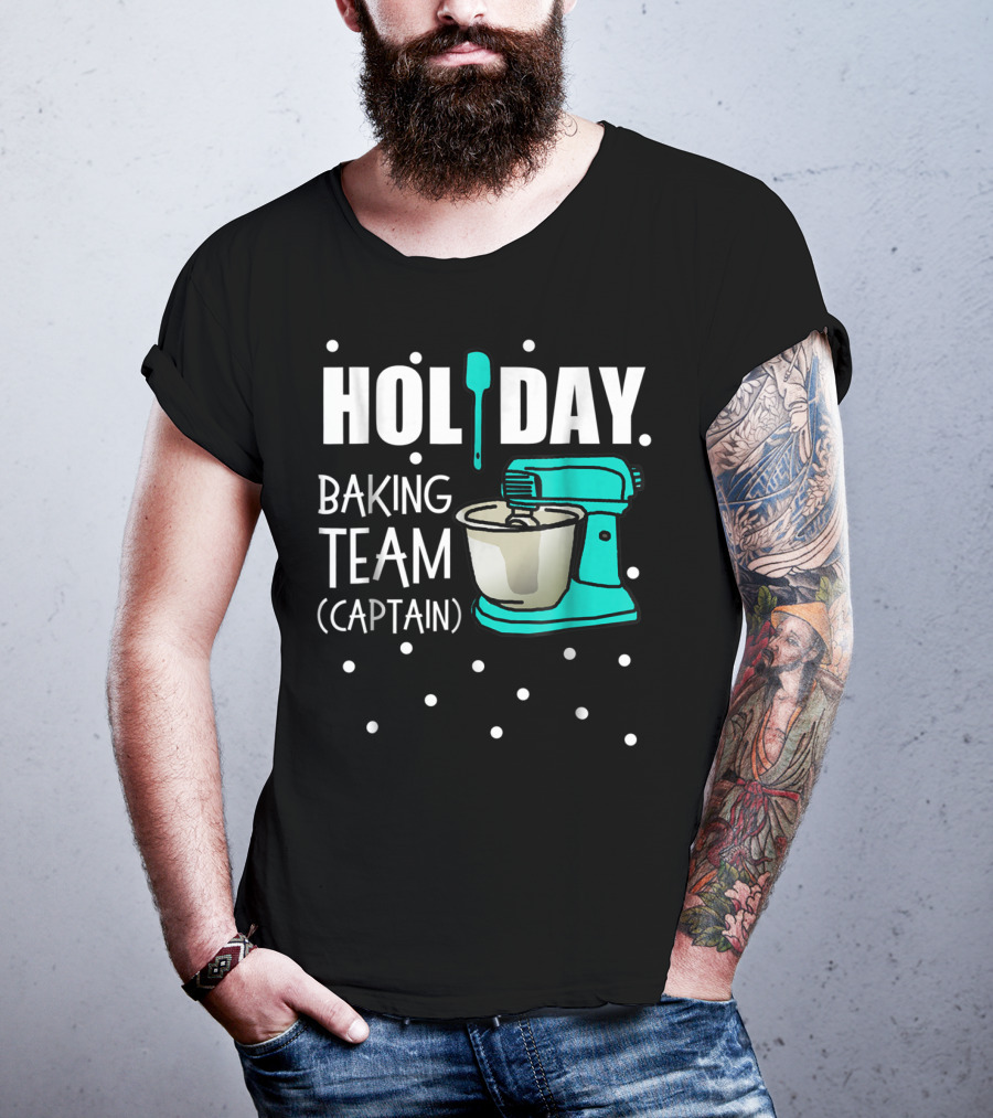 Holiday Baking Team Captain Mixer Snow Dots T-Shirt