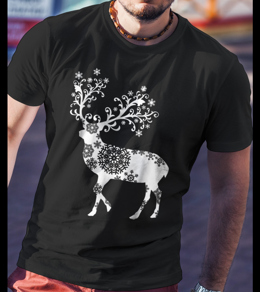 Christmas Mom Daughter Father Son Matching Deer Snowflake Clothing T-Shirt