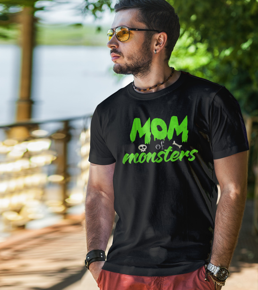 Mom Of Monsters Skull Bone Kids Christmas Girls T-Shirt