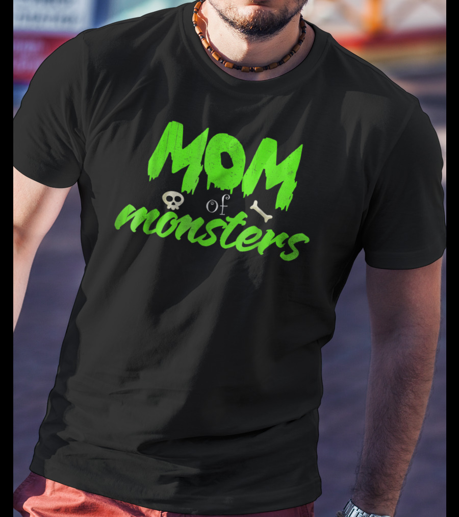 Mom Of Monsters Skull Bone Kids Christmas Girls T-Shirt