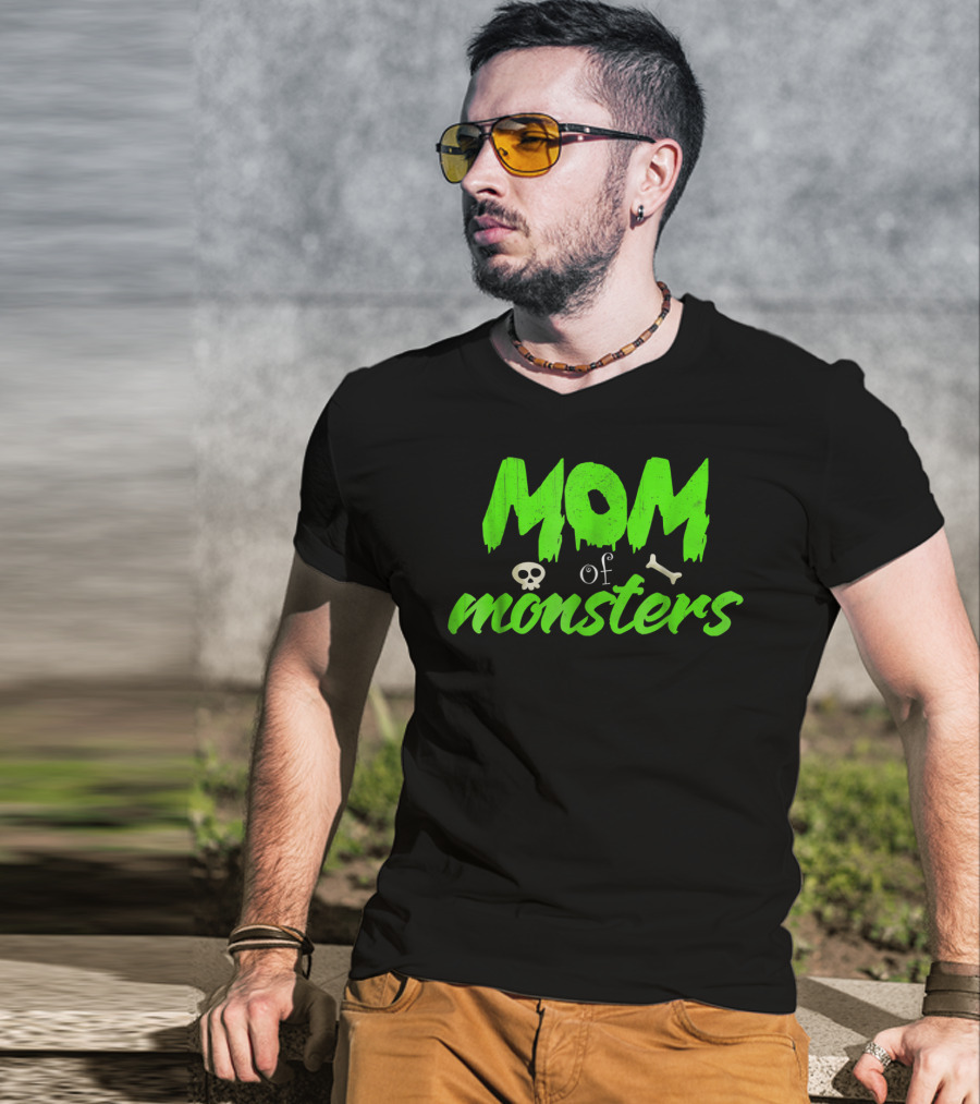Mom Of Monsters Skull Bone Kids Christmas Girls T-Shirt