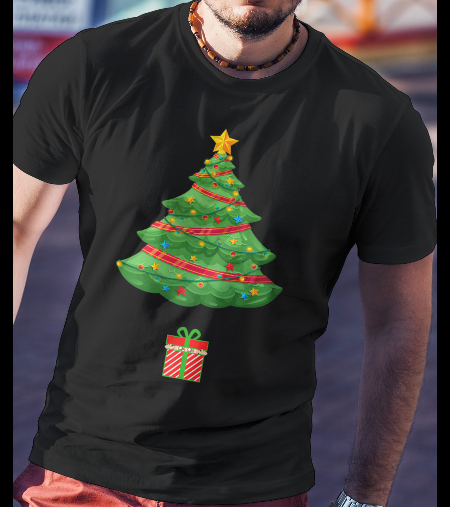 Christmas Tree Present Expecting Mom Baby Announcement T-Shirt