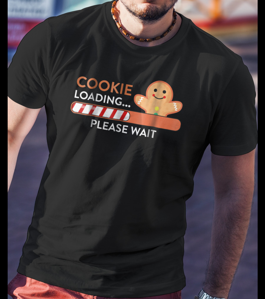 Cookie Loading Please Wait Christmas Funny Pregnant Mom Gingerbread Holiday T-Shirt