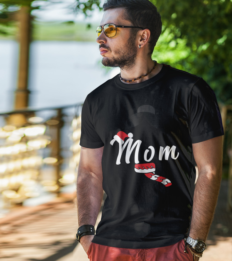 Cool Mom Christmas Santa Hat Candy Cane Family Matching Holiday T-Shirt