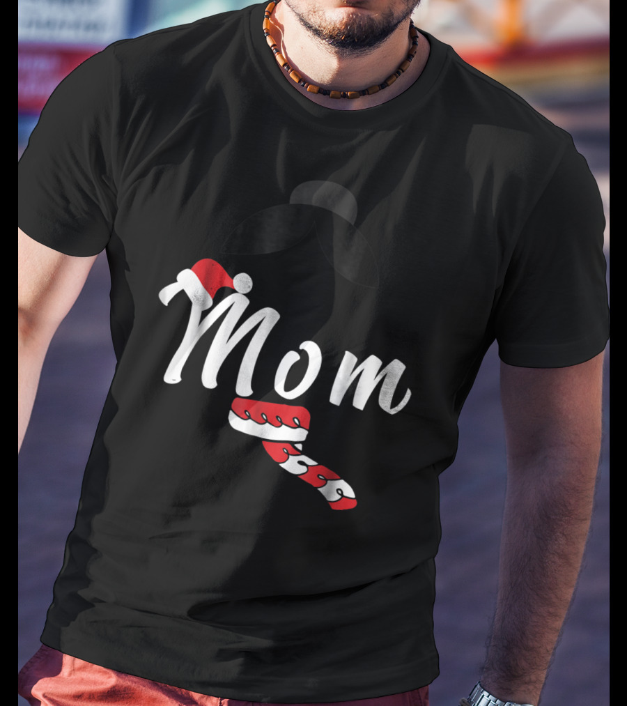 Cool Mom Christmas Santa Hat Candy Cane Family Matching Holiday T-Shirt