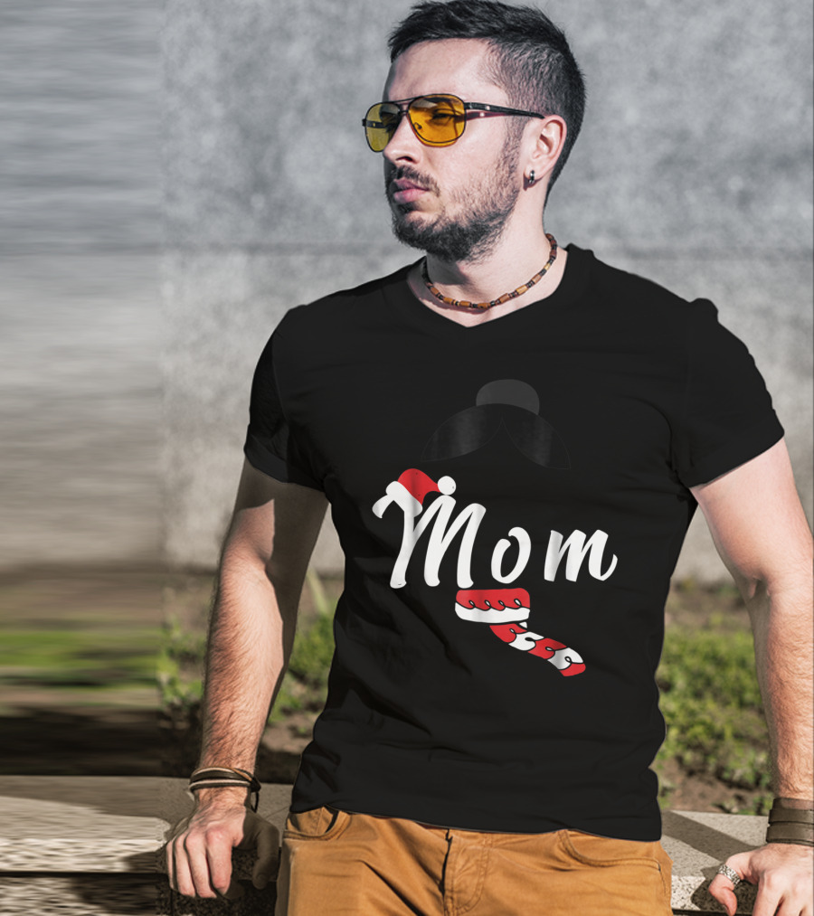 Cool Mom Christmas Santa Hat Candy Cane Family Matching Holiday T-Shirt