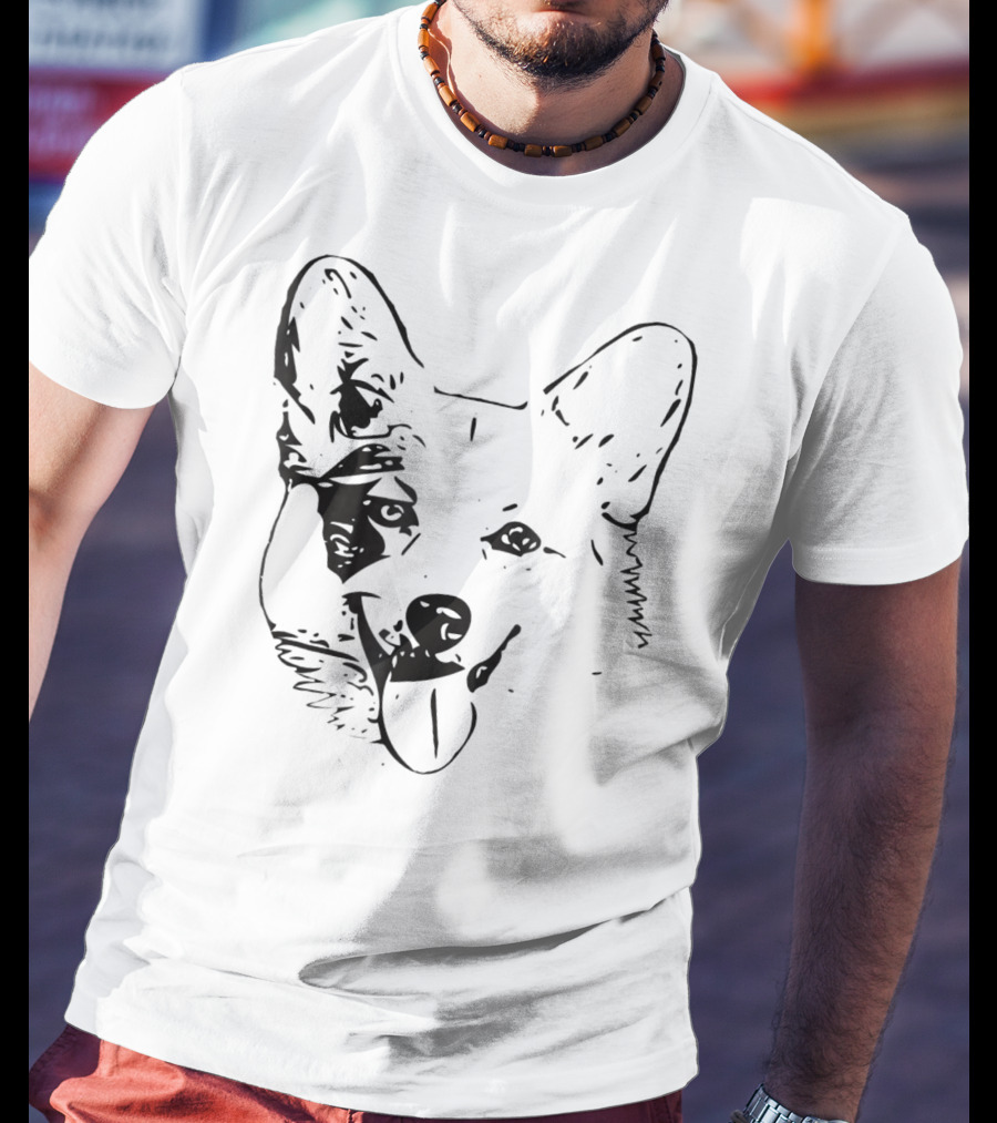 Corgi Face Dog Mom Or Dad Black T-Shirt