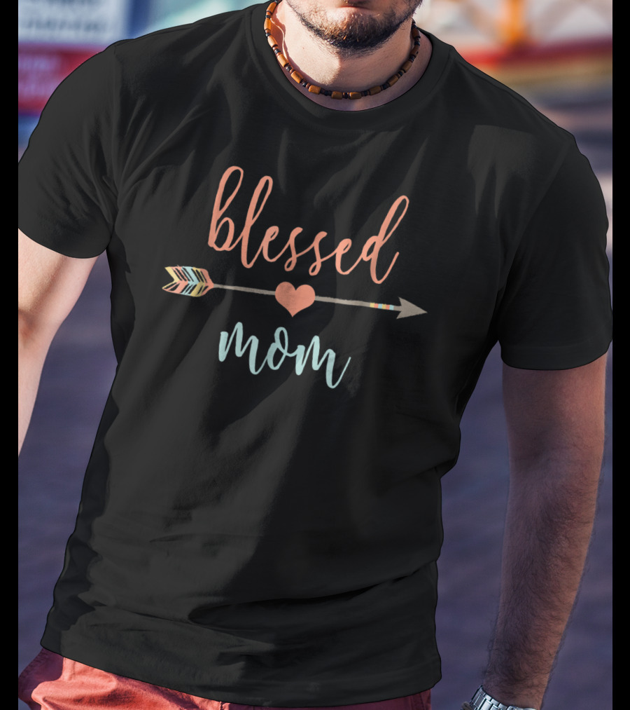 Blessed Mom Heart Arrow Cute Announcement T-Shirt