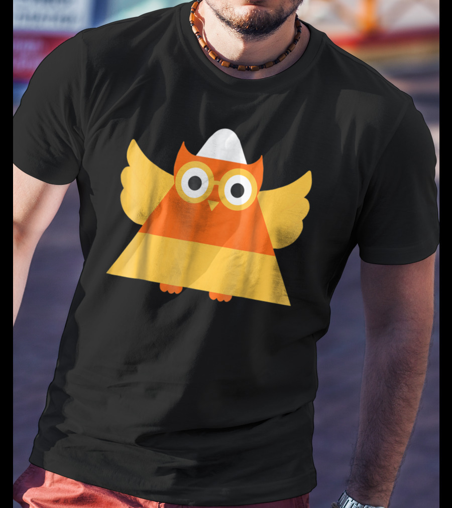 Cute Candy Corn Owl Halloween Costume Mom Matching T-Shirt