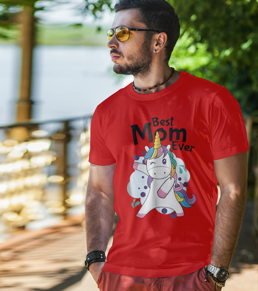 Best Mom Ever Cute Rainbow Unicorn Birthday T-Shirt