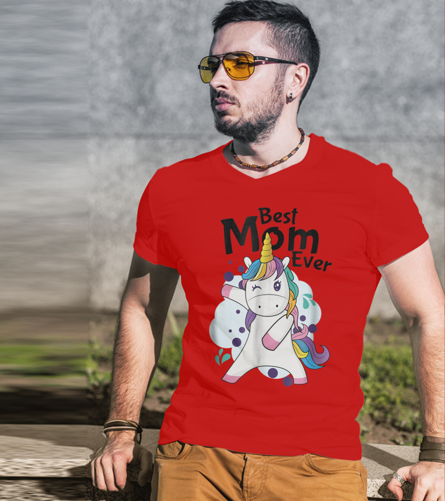 Best Mom Ever Cute Rainbow Unicorn Birthday T-Shirt