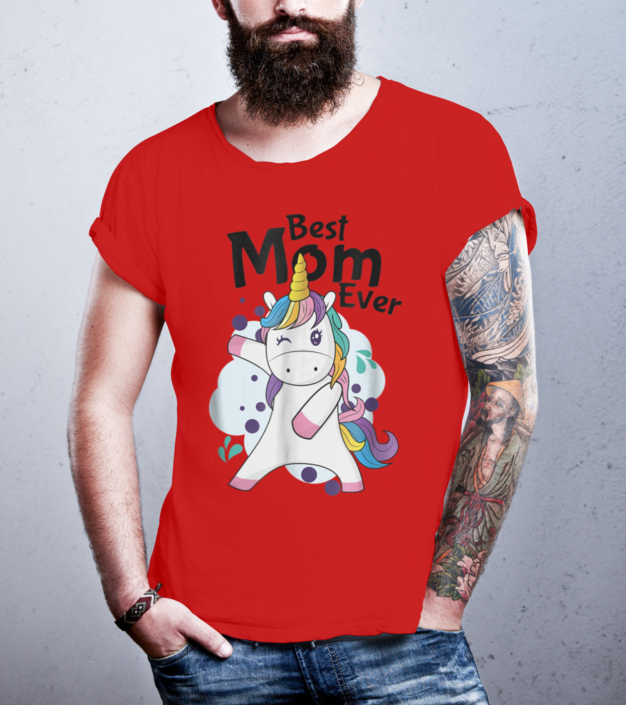 Best Mom Ever Cute Rainbow Unicorn Birthday T-Shirt