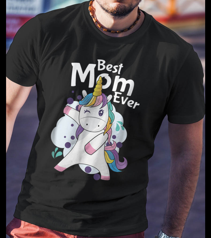 Best Mom Ever Cute Dancing Rainbow Unicorn T-Shirt