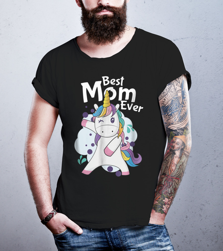 Best Mom Ever Cute Dancing Rainbow Unicorn T-Shirt