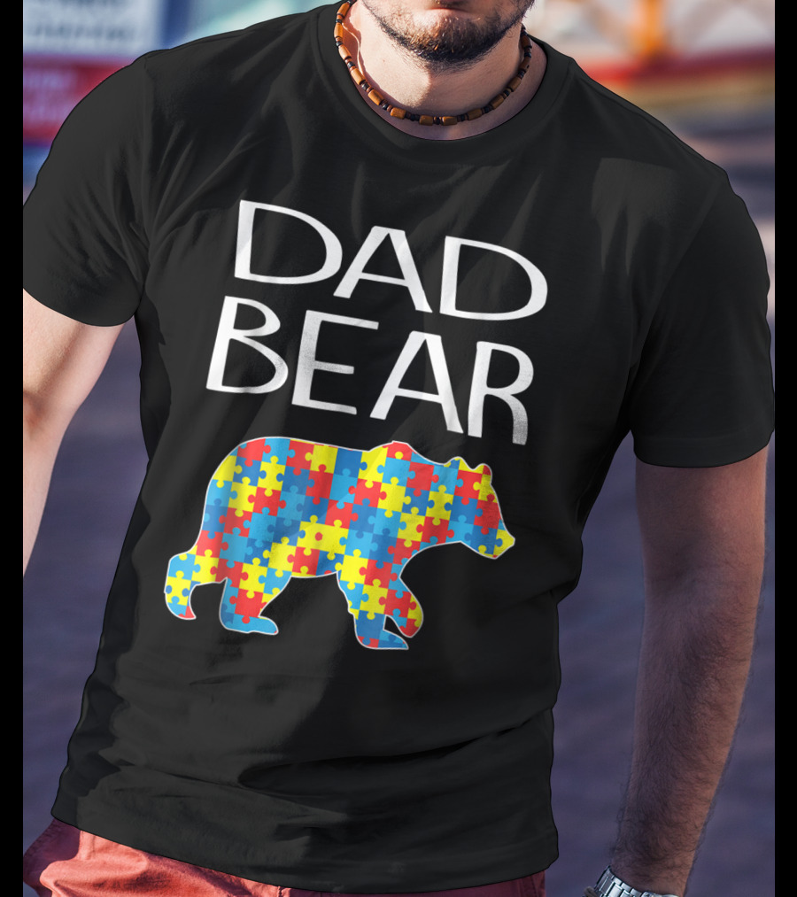 Dad Bear Autism Puzzle T-Shirt