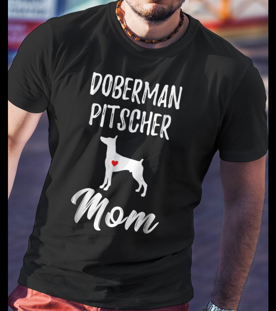 Doberman Pinscher Mom With Heart Accent T-Shirt