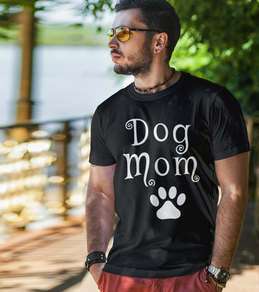 Dog Mom With Dog Paw T-Shirt