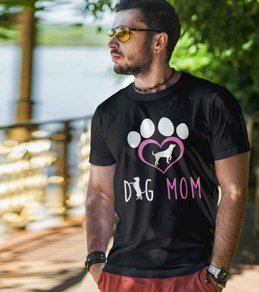 Dog Mom Paw Print Heart Dog Lover Women56 T-Shirt