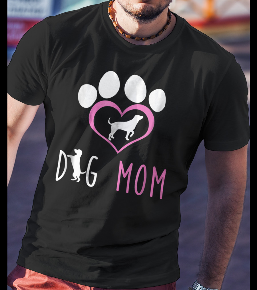 Dog Mom Paw Print Heart Dog Lover Women56 T-Shirt
