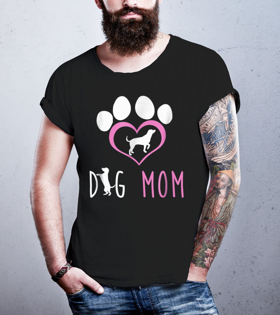 Dog Mom Paw Print Heart Dog Lover Women56 T-Shirt