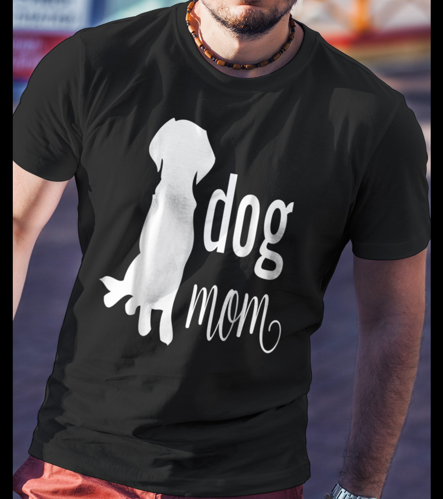 Dog Mom Silhouette White Dog Mom T-Shirt