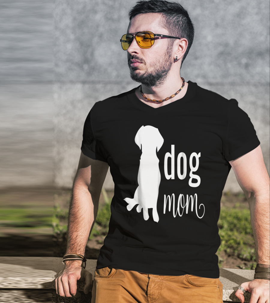 Dog Mom Silhouette White Dog Mom T-Shirt