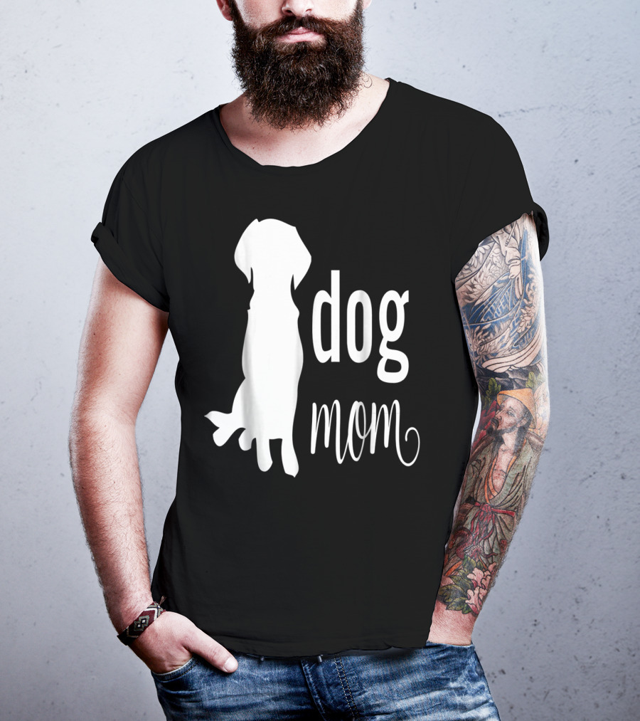 Dog Mom Silhouette White Dog Mom T-Shirt