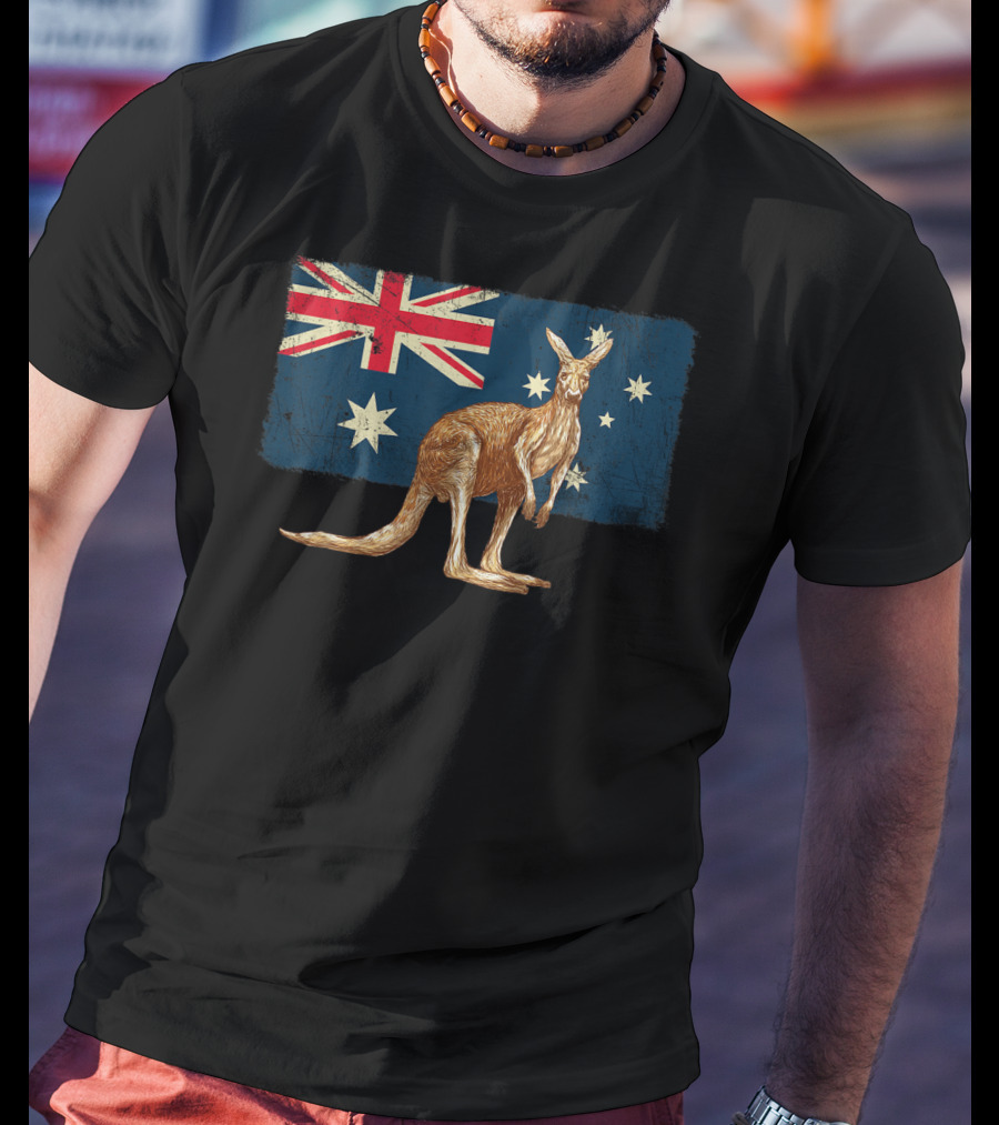 Australia Day Kangaroo With Australian Flag T-Shirt