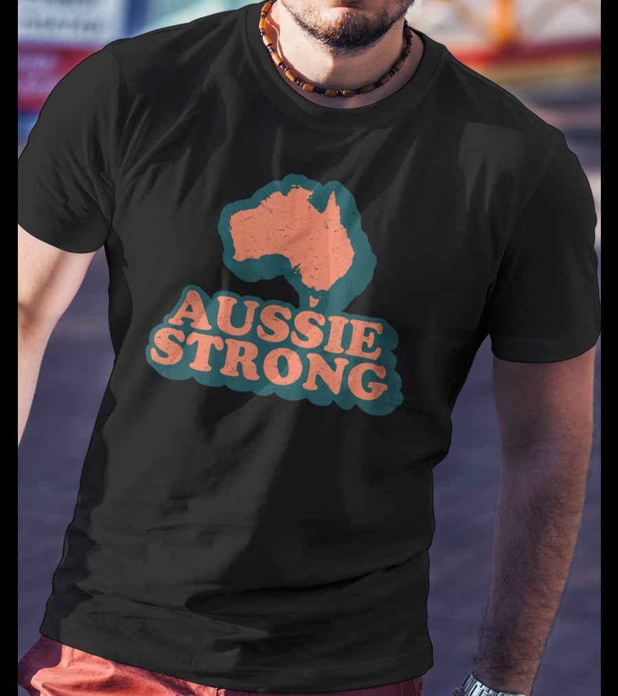 Aussie Strong Retro Support Australia Map T-Shirt