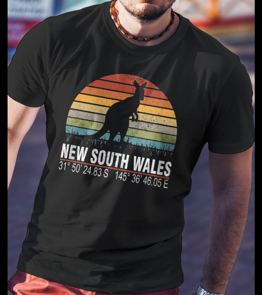 New South Wales Kangaroo Vintage Distressed Coordinates T-Shirt