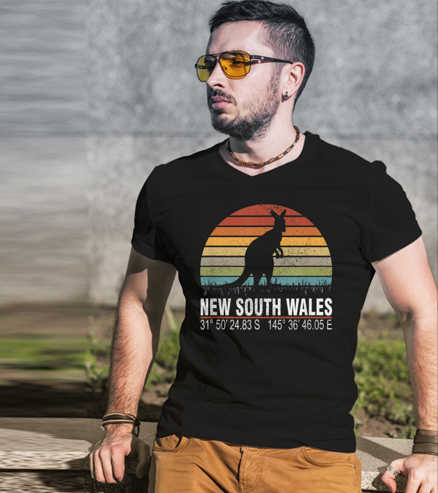 New South Wales Kangaroo Vintage Distressed Coordinates T-Shirt