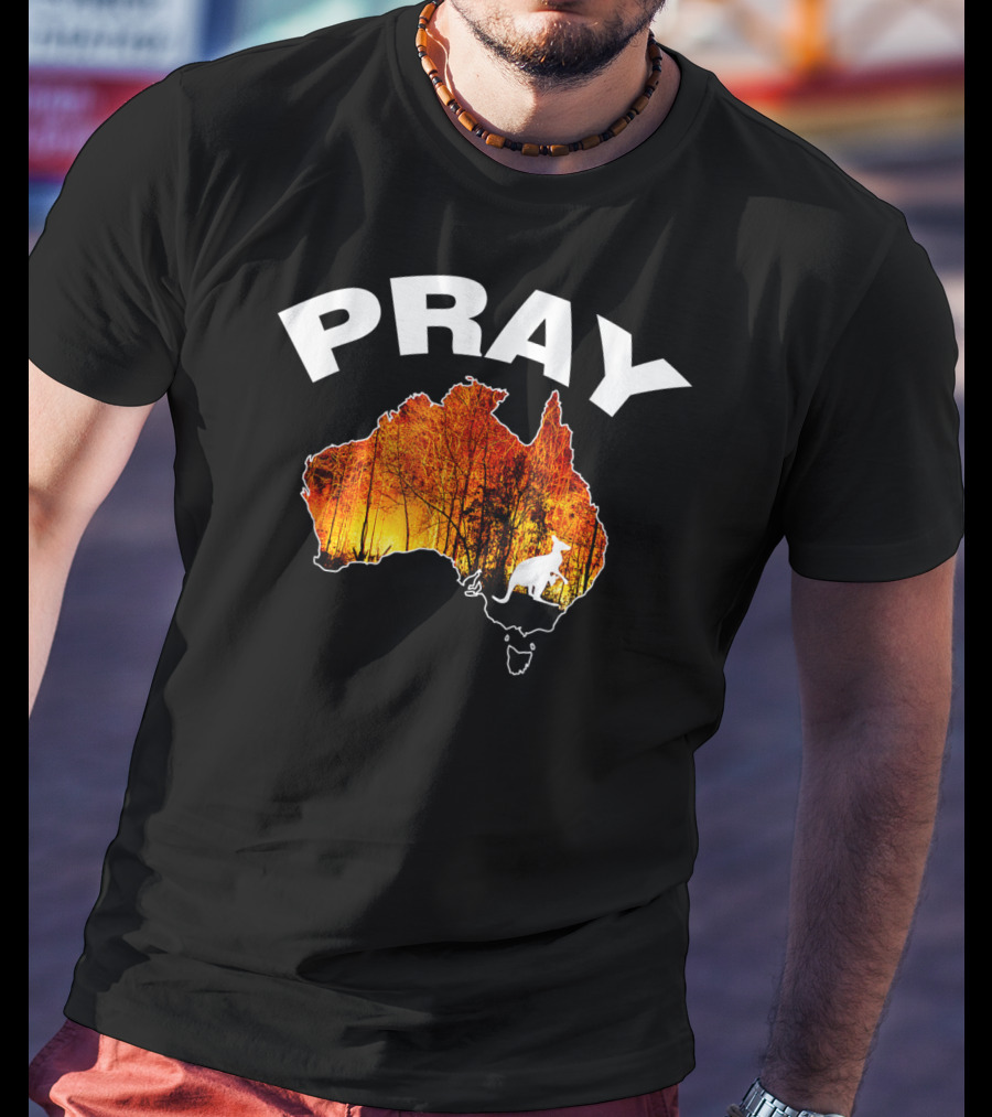 Pray Australia Bush Fire Awareness Kangaroo T-Shirt