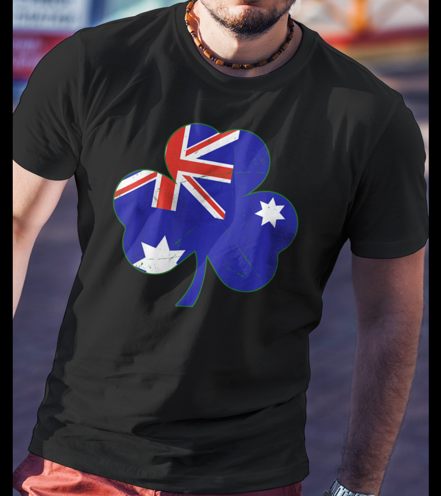Australia Flag Irish Shamrock Emblem T-Shirt